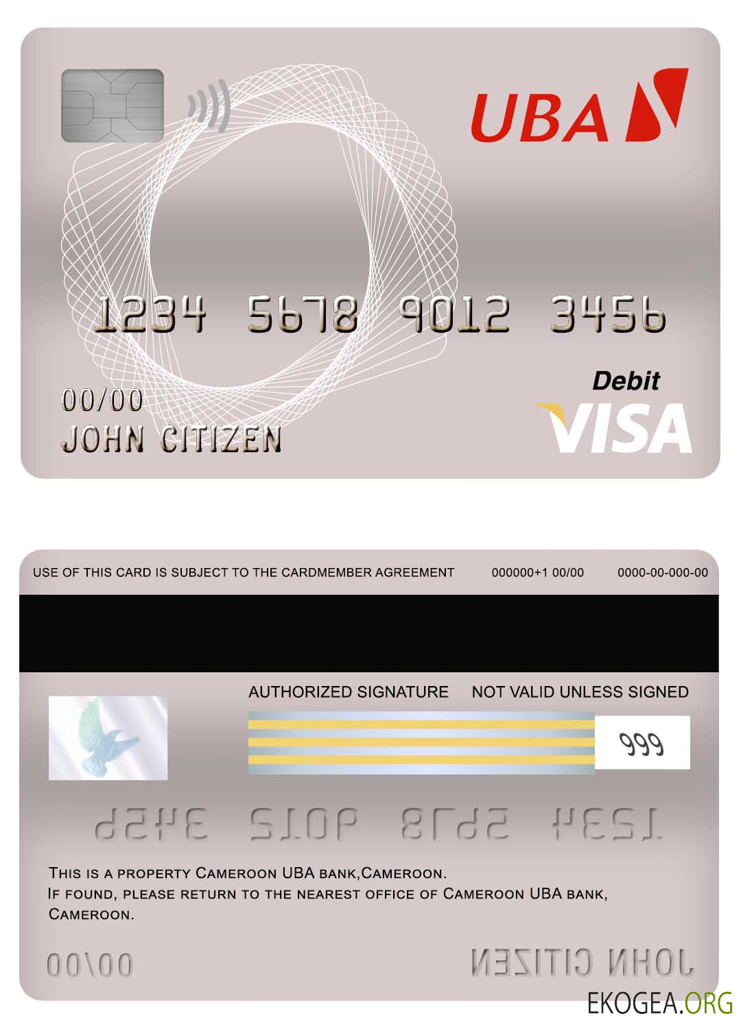 Carte de débit visa bancaire Cameroun UBA